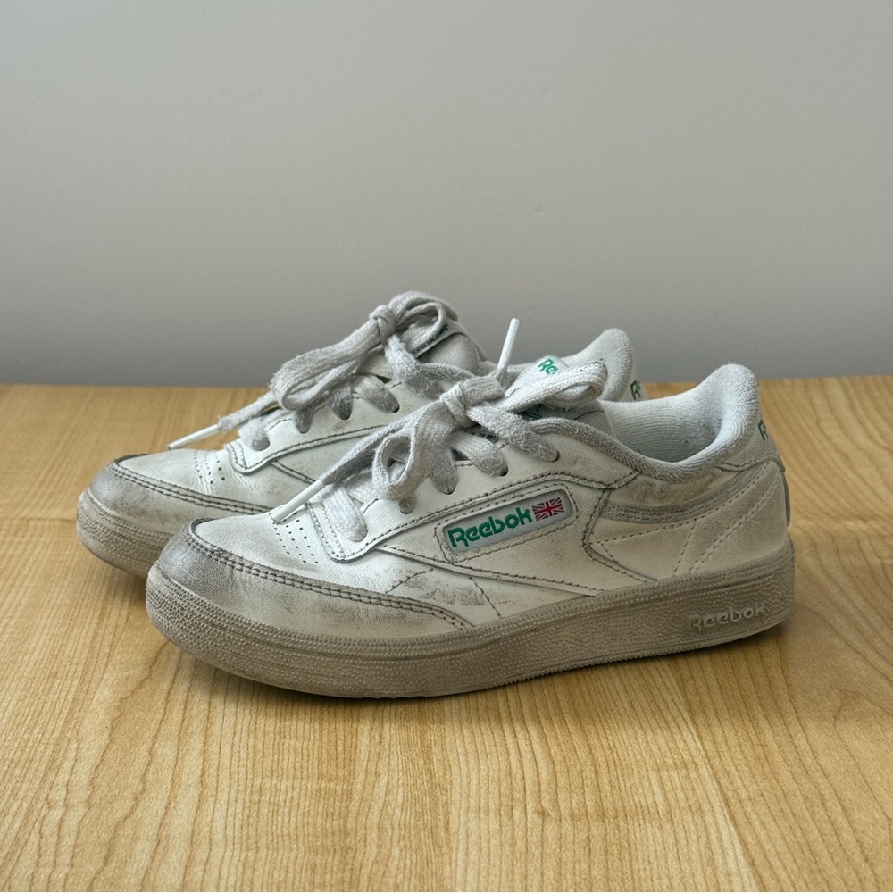 Reebok Club C 85 White Leather Sneakers Classic Retro UK Flag Logo